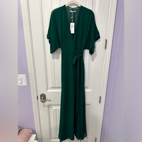NWT Reformation | Winslow Wrap Dress in Emerald | Size: XS - Picture 6 of 16